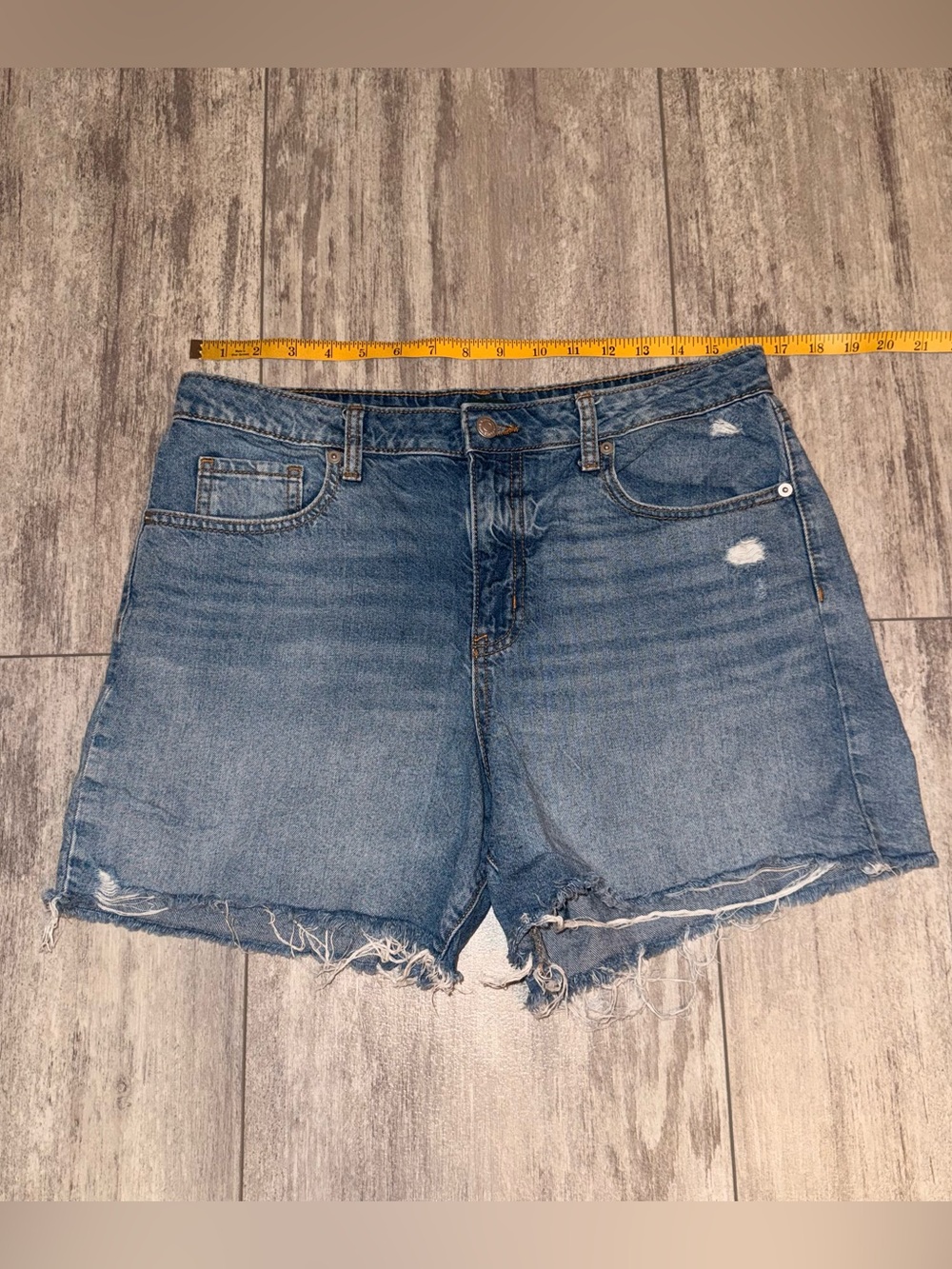 wild fable Light Blue Distressed mid-rise Denim Shorts